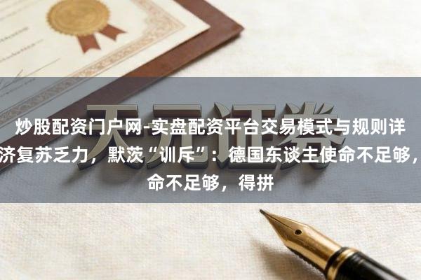 炒股配资门户网-实盘配资平台交易模式与规则详解 经济复苏乏力，默茨“训斥”：德国东谈主使命不足够，得拼