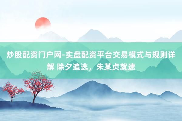 炒股配资门户网-实盘配资平台交易模式与规则详解 除夕追逃，朱某贞就逮