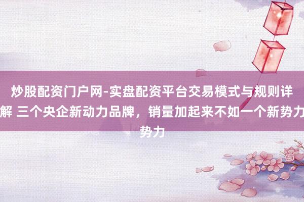 炒股配资门户网-实盘配资平台交易模式与规则详解 三个央企新动力品牌，销量加起来不如一个新势力