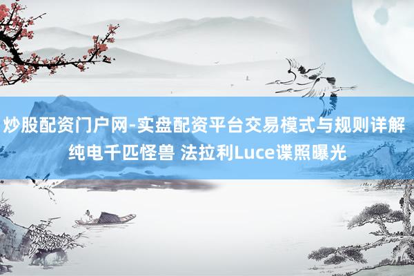 炒股配资门户网-实盘配资平台交易模式与规则详解 纯电千匹怪兽 法拉利Luce谍照曝光