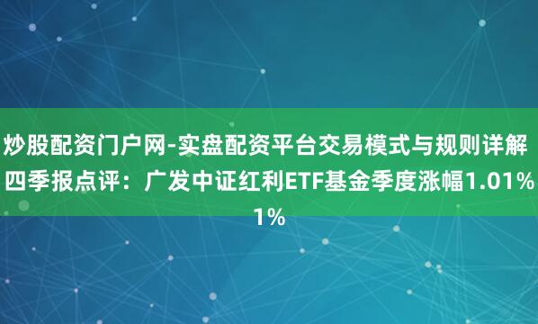 炒股配资门户网-实盘配资平台交易模式与规则详解 四季报点评：广发中证红利ETF基金季度涨幅1.01%